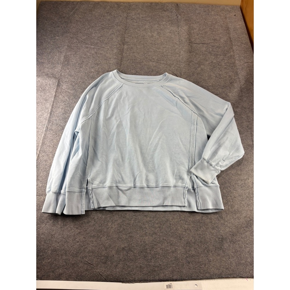 American Eagle Feels Seriously Lived-In Sweatshirt Light Blue Crewneck Womens L